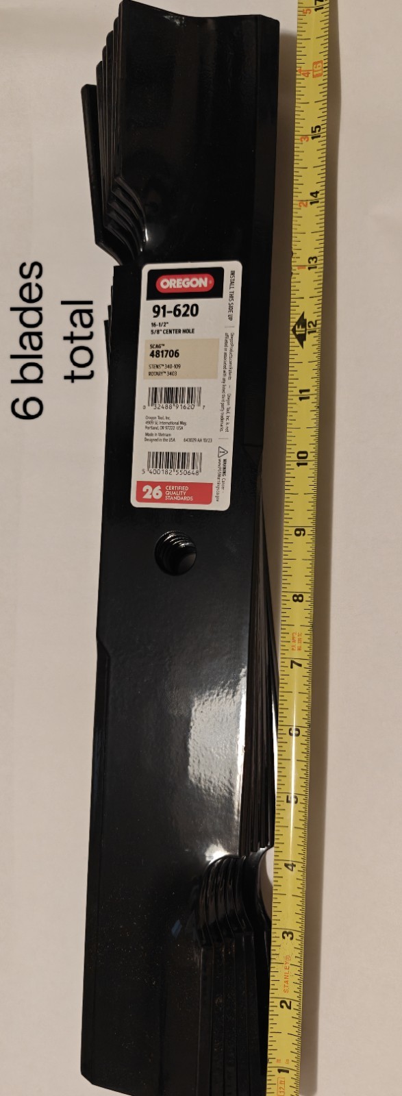 Oregon 16.5" Mower Blades (6-pack) Black (91-620) Open box Unused!!! gallery