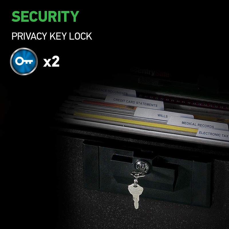 Black Fireproof Document Box with Key Lock, Safe Secures Files and Documents for gallery