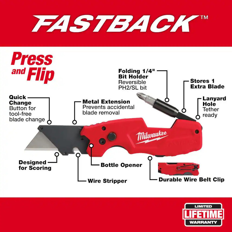 27-In-1 Ratcheting Multi-Bit Screwdriver with FASTBACK 6-In-1 Folding Knife with gallery