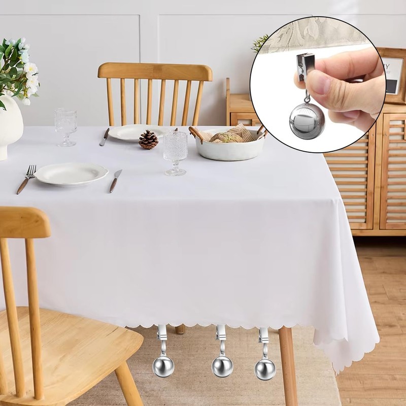 6 Pack Heavy Tablecloth Weights, Stainless Steel Balls with Rust-Resistant Clip, gallery
