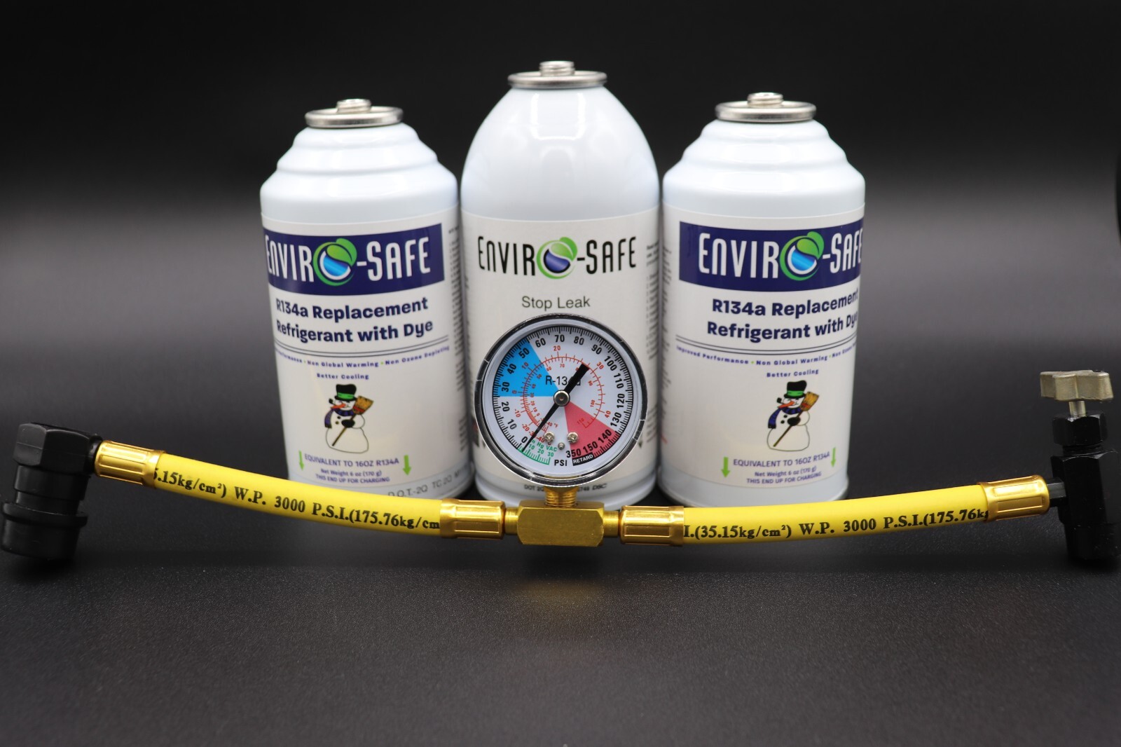 Enviro-Safe R134a Replacement Refrigerant w/Dye Stop Leak & Gauge gallery