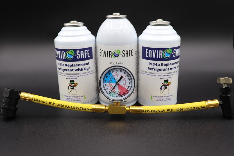Enviro-Safe R134a Replacement Refrigerant w/Dye Stop Leak & Gauge gallery