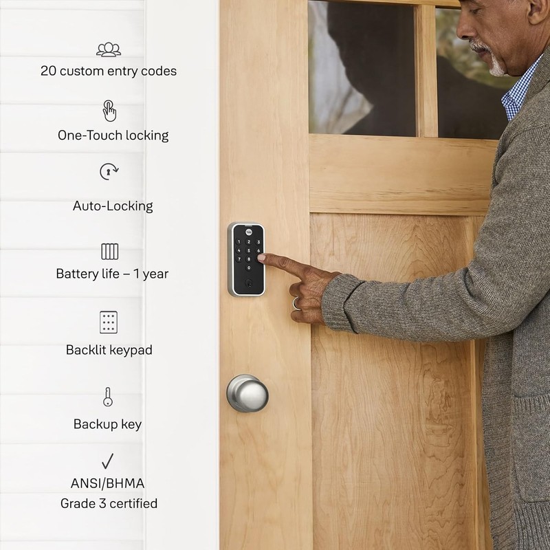 Satin Nickel Code Keypad Deadbolt Front Door Lock for Keyless Entry, -NR-619 gallery