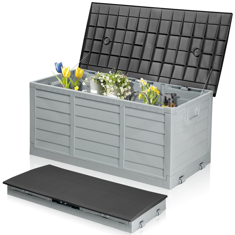 75 GAL Foldable Storage Deck Box Fast Installation with Wheels for In/Outdoor gallery