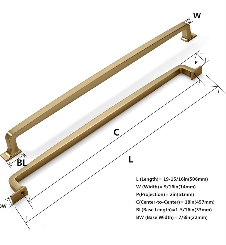 Appliance Handle Pull | Brushed Satin Brass | 18 in (457 mm) Center-to-Center... gallery