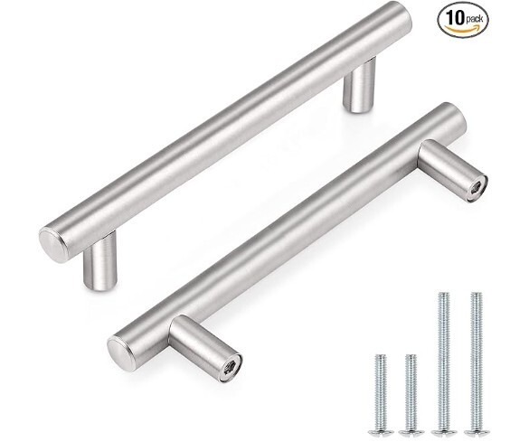 10 Pack Probrico 4 Inch Modern Satin Nickel Bar Cabinet Drawer Handles Pulls gallery