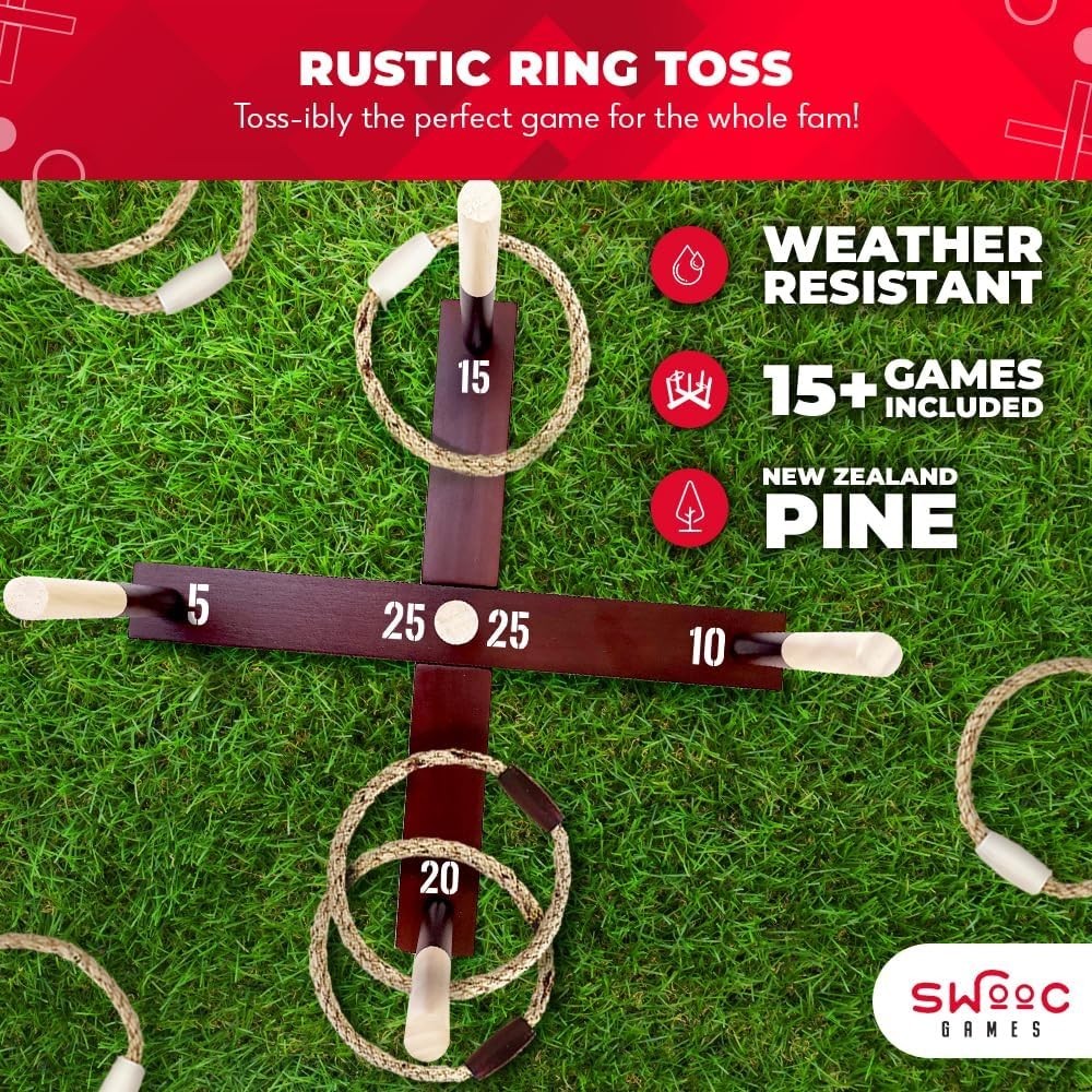 Games - Rustic Ring Toss Game All Weather - Easy Setup & Extra Games Included... gallery
