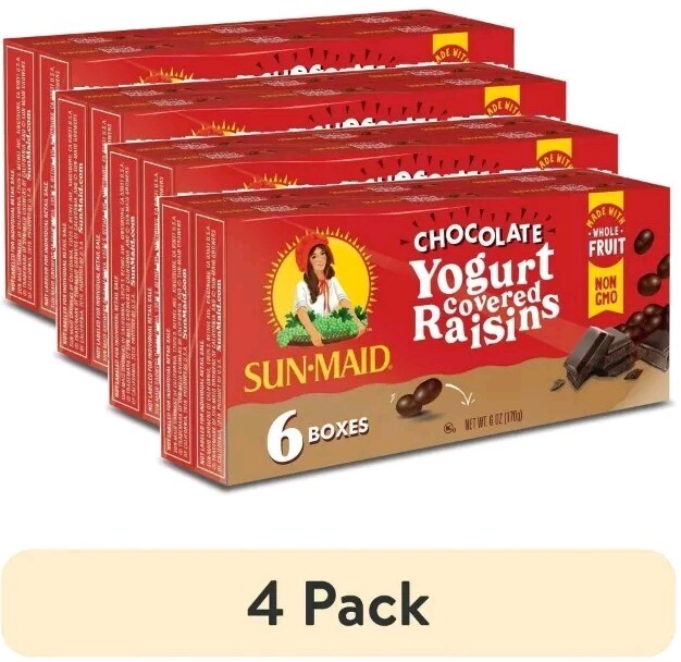 4 Pack! Sun-Maid Chocolate Yogurt Covered Raisins, 24 Snack-Size Boxes 1 oz Each gallery
