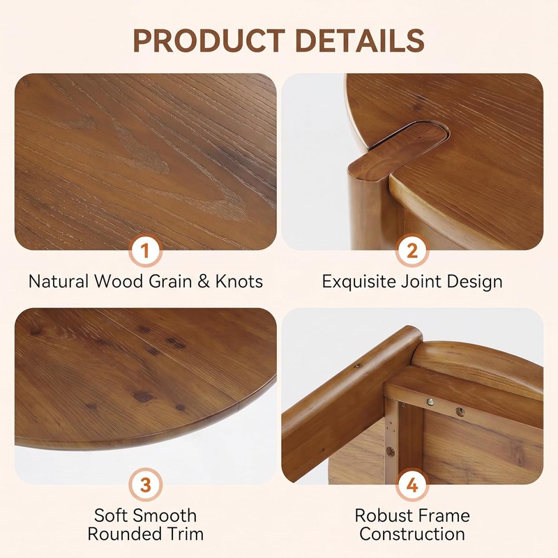 63" Solid Wood Oval Dining Table for 4-6, Rustic Kitchen Table for Dining Room gallery