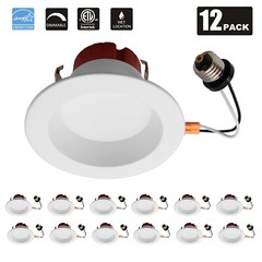 MingBright 12Pcs 4Inch LED Baffle Recessed Dimmable Light Retrofit Downlight E26