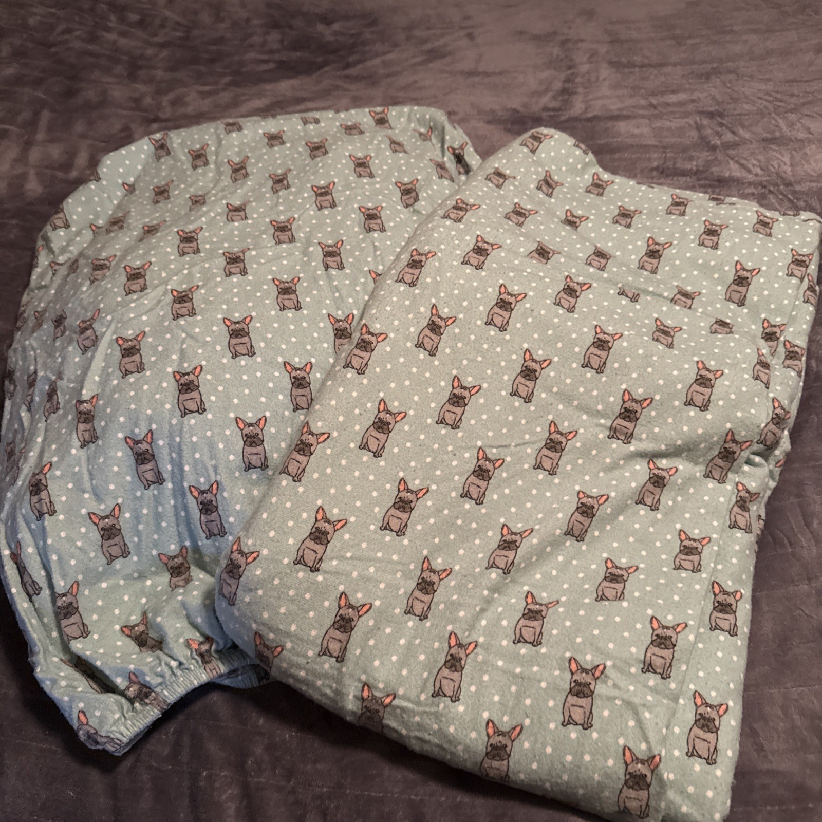 True North Sleep Philosophy 100% Cotton QueenFlannel Sheets Blue French Bulldog gallery