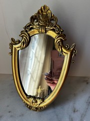ORNATE Gold ornate Easel Back Table Top Easel Mirror 10”x6.5”
