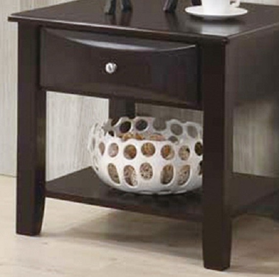 Simple Modern Look Wooden 1pc End Table Living Room Sofa Side Table Veneer Drawe gallery