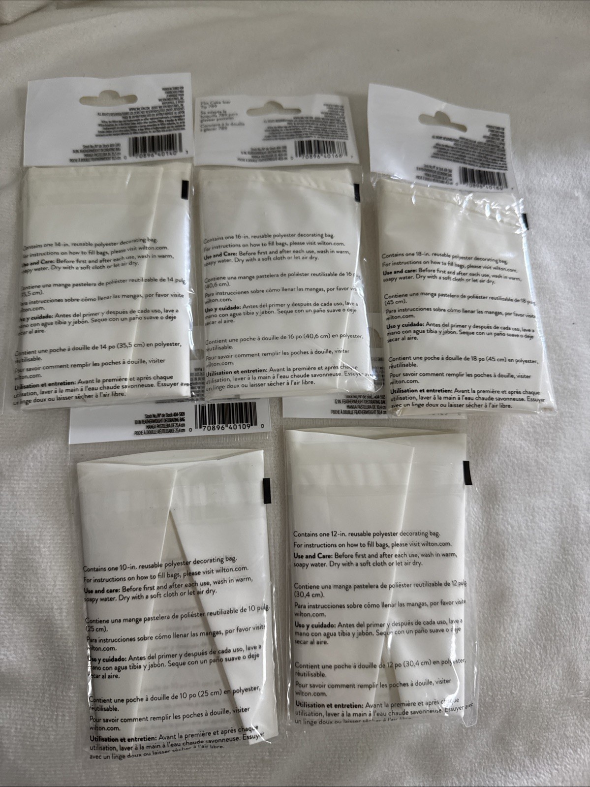 Wilton Featherweight Cake Decorating Bags Lot of 6- Sizes 8" 10" 12" 14" 16" 18" gallery