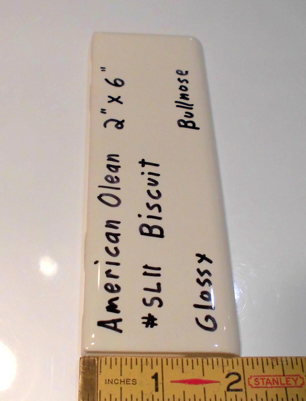1 pc. Starting Line by American Olean; #SL11 Gloss Biscuit Bullnose Ceramic Tile gallery