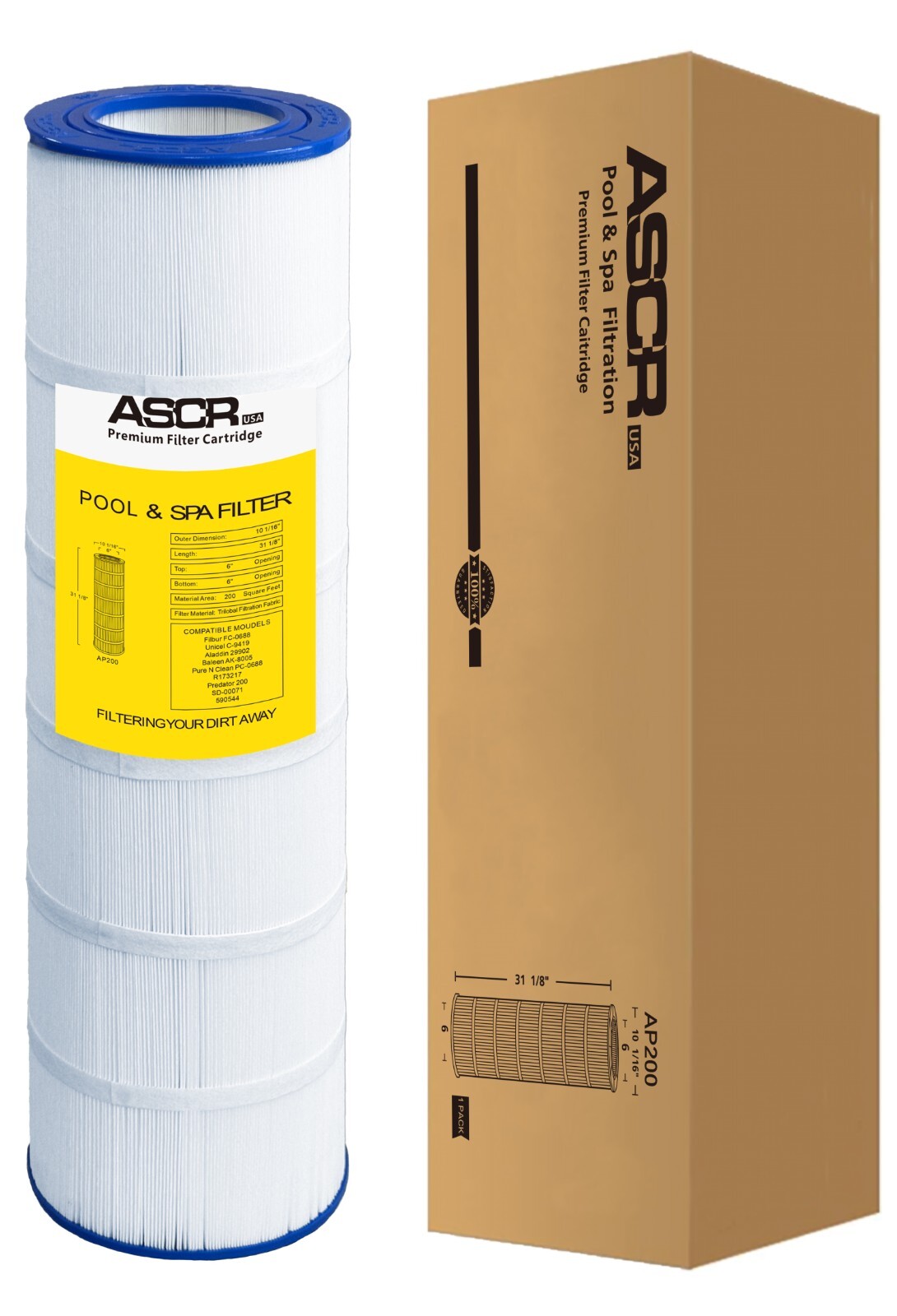 ASCR USA AP200 Pool Filter, Replaces Pentair CC200, PAP200 C-9419, 0688 R173217 gallery