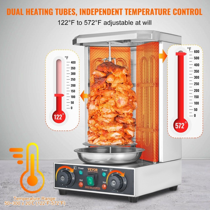 Shawarma Grill Machine 13lb Capacity 2 Burners 122-572F Vertical Broiler gallery