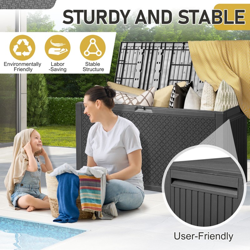 90 Gallon Plastic Deck Storage Container Box In/Outdoor Patio Garden Furniture gallery