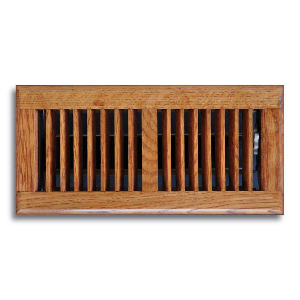 4 in. x 10 in. Oak Floor Diffuser – Hardwood Vent Cover, Durable Wood Air Regist