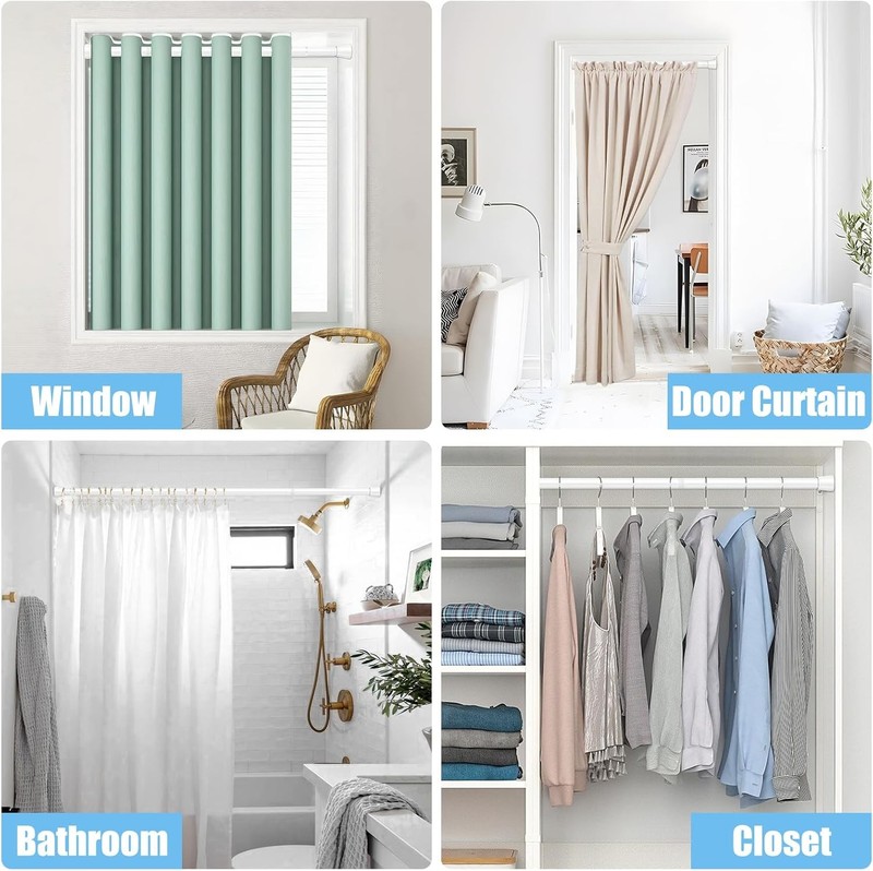 Tension Curtain Rod Adjustable Spring Tension Rods for Windows 28 to 48 Inch, No gallery