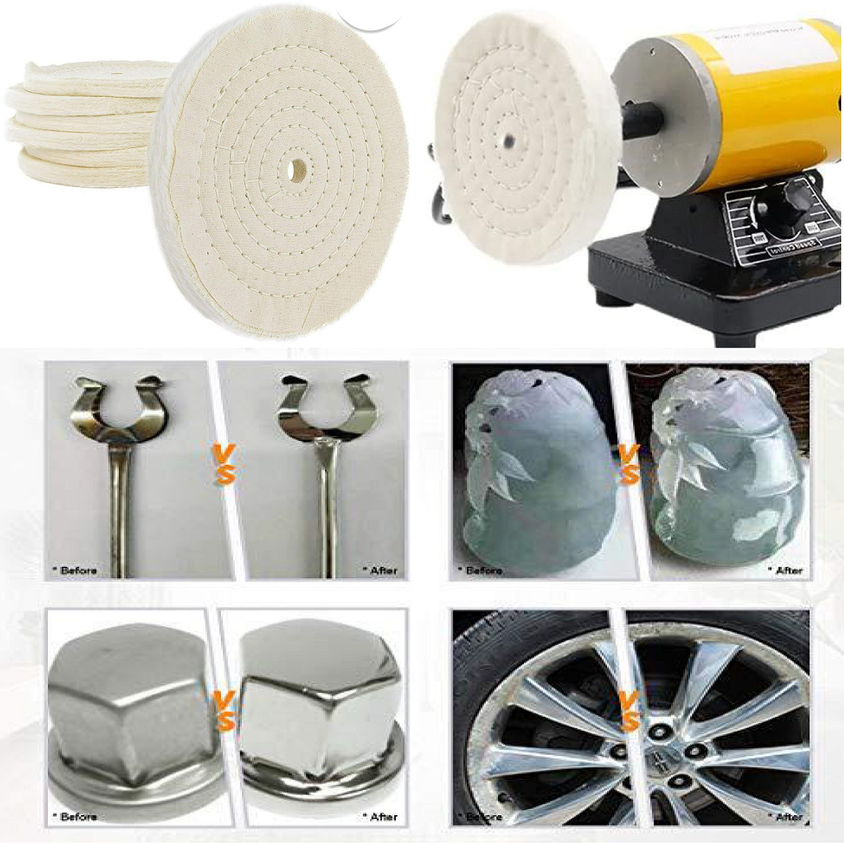 1PC 8" Buffing Wheel 40-Ply Loose Cotton Polishing Pad for Metal & Jewelry gallery