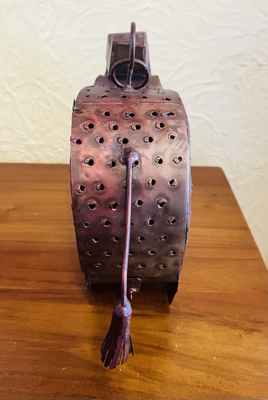 Rustic Handcrafted Metal Copper Color Hanging Elephant w/ Interior Candle Holder gallery