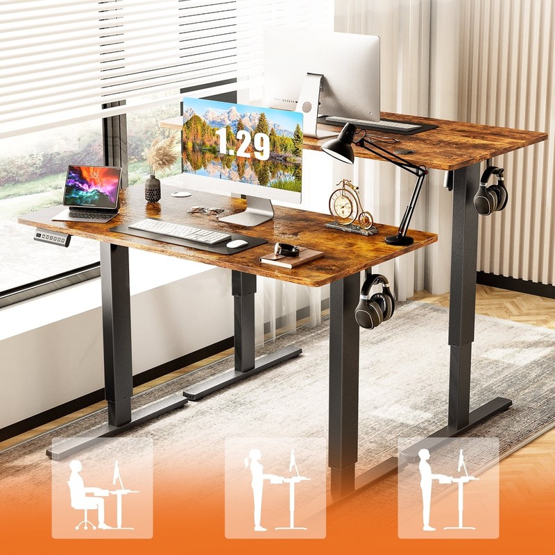CONCETTA Electric Height Adjustable Desk 48x24 Sit Stand Desk Rust Freeship gallery
