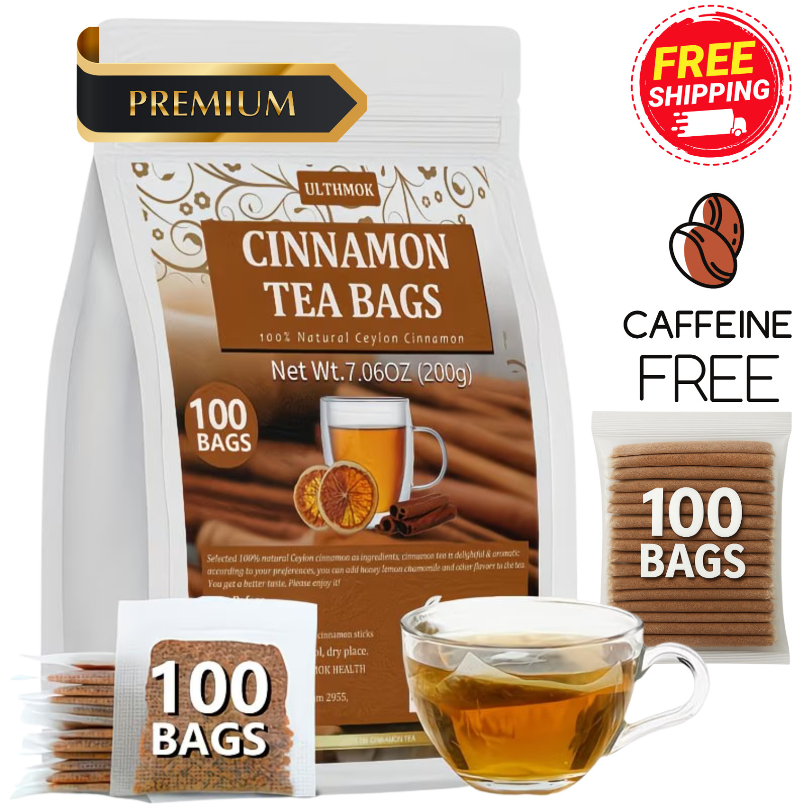 100 Pure Ceylon Cinnamon Tea Bags Caffeine Free Natural Herbal Tea 100 Count gallery