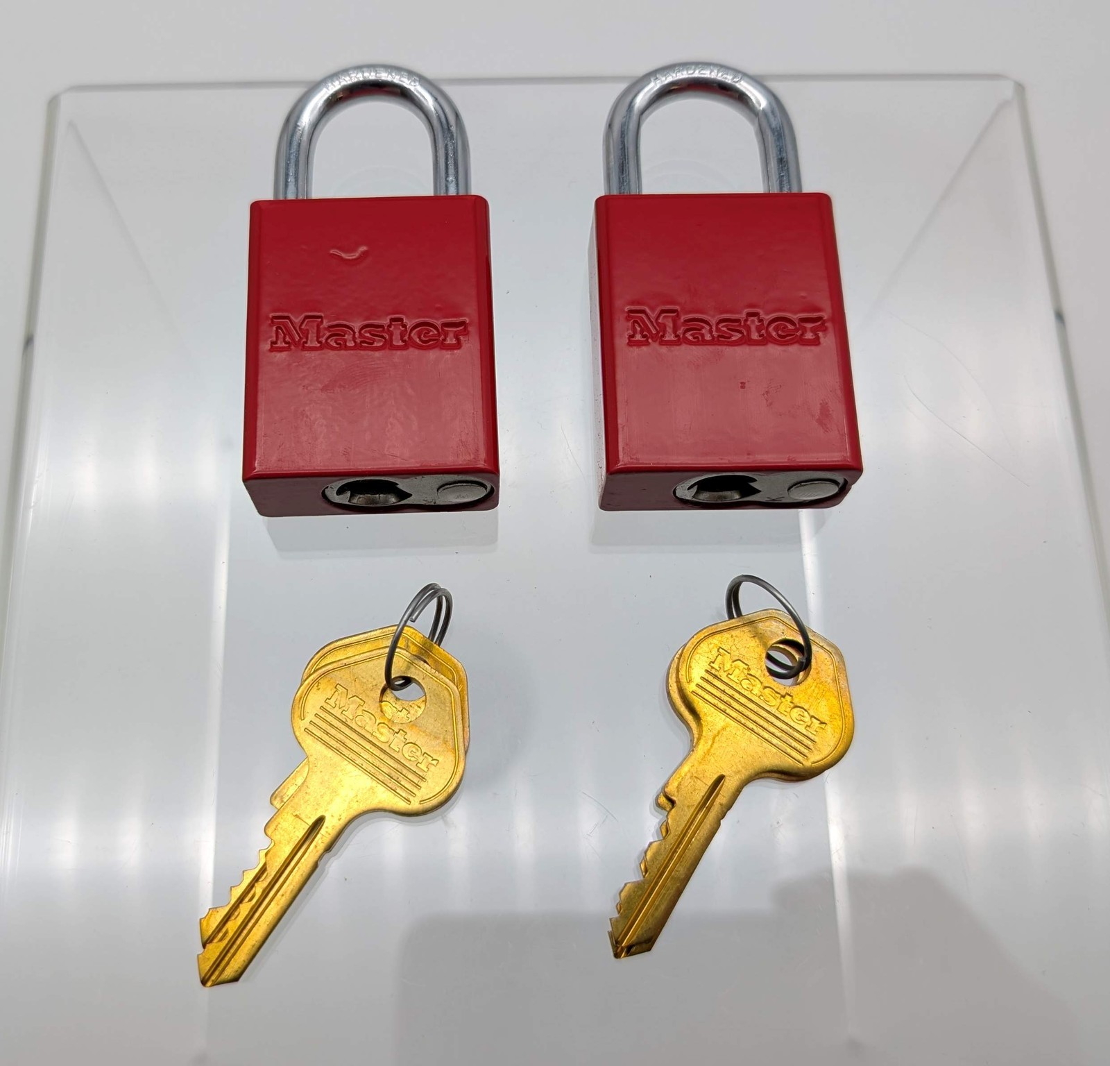 Master Lock Safety Padlock 1/4" Dia Shackle 1-13/16" Body Keyed Diff Pack of 2 gallery