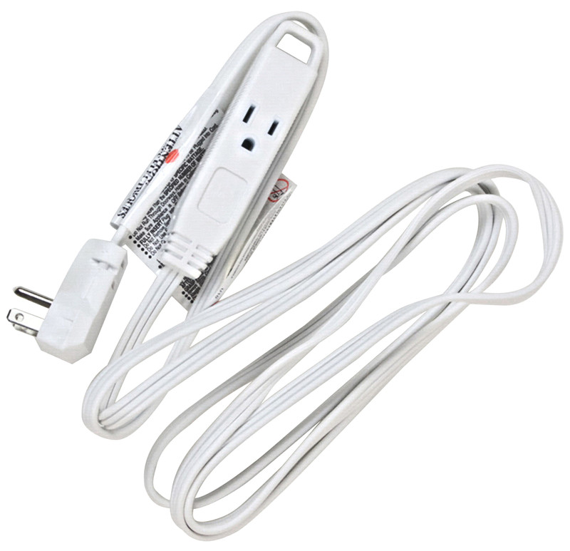 Axis 3-Outlet Grounded Indoor Extension Cord Flat Plug 8ft White NIB gallery