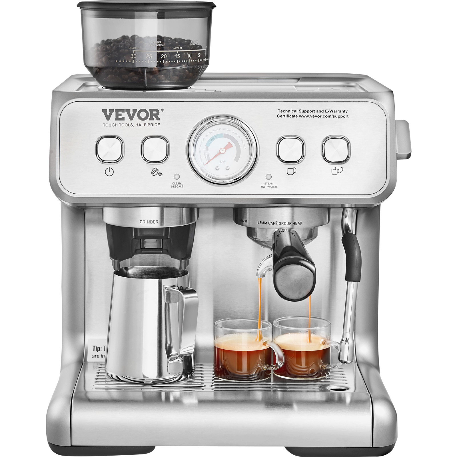 VEVOR Espresso Machine with Grinder 15 Bar Semi Automatic Espresso Coffee Maker gallery