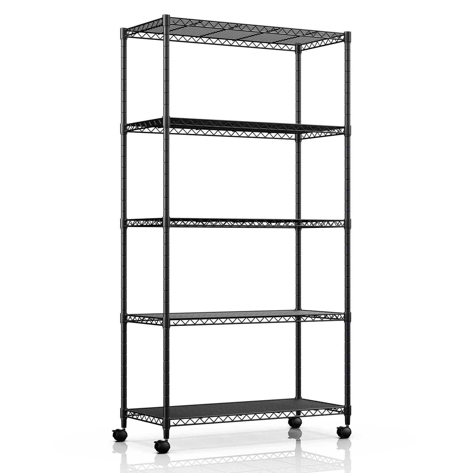 5-Tier Storage Shelving Unit 1250 Lbs Loading Capacity Black 1 or 2 Pack gallery