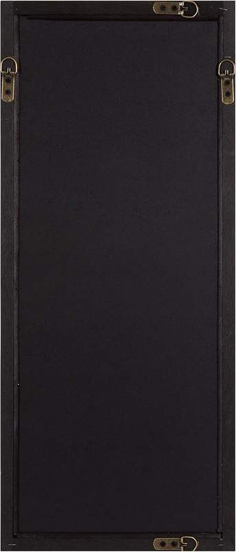 Walnut Brown Rectangle Wall Mirror with Geometric Iron Overlay, 13x30 Inches gallery