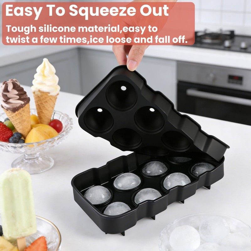 Silicone Big Ice Cubed Maker 8-grid Cube Square Tray Mold Whiskey Ball Cocktails gallery