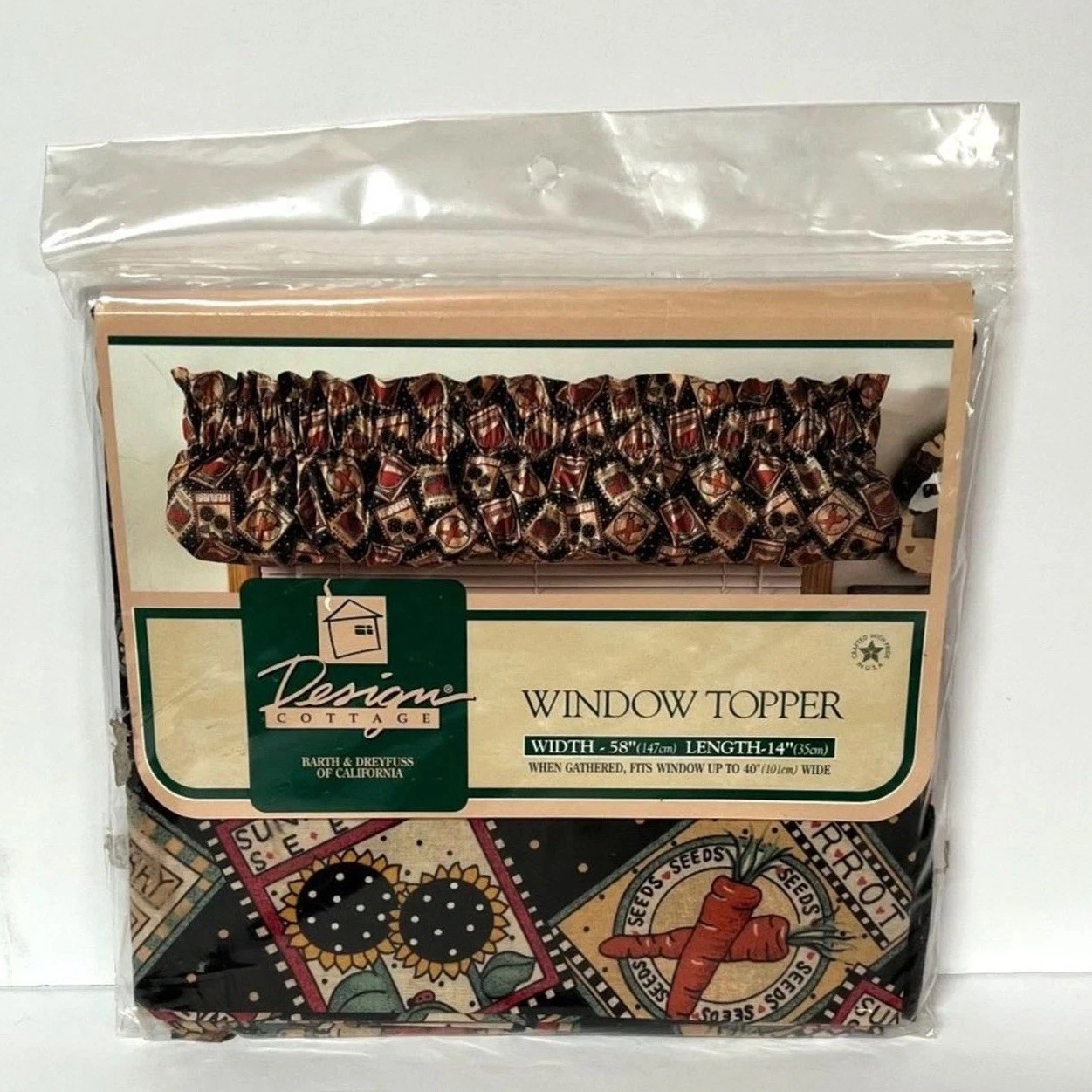 Design Cottage Barth & Dreyfuss Window Topper Vtg Seed Garden 58” x 14” NEW gallery