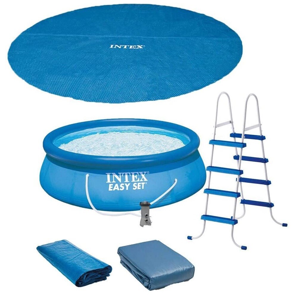 Intex 15ft X 48in Easy Set Above Ground Inflatable Pool with Pump and Solar Cove gallery