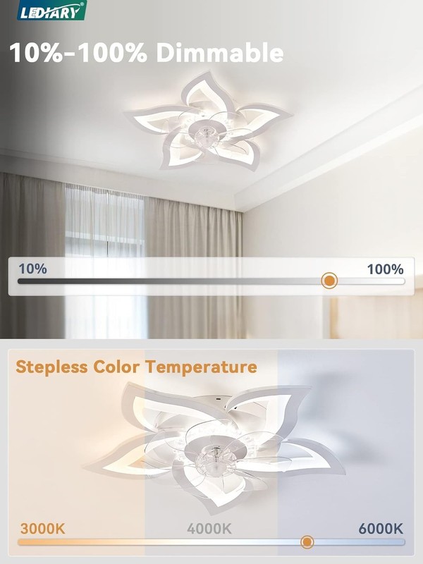 Modern Dimmable LED Flower Shape Ceiling Fans with Lights 27" Ceiling Fan gallery