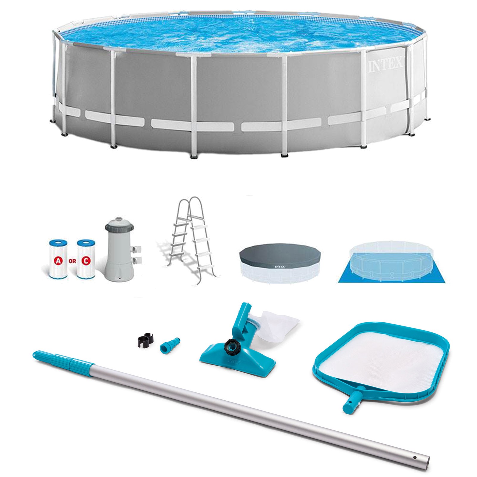 Intex Prism Frame 15'x48" Swimming Pool Set with Ladder, Cover & Maintenance Kit gallery