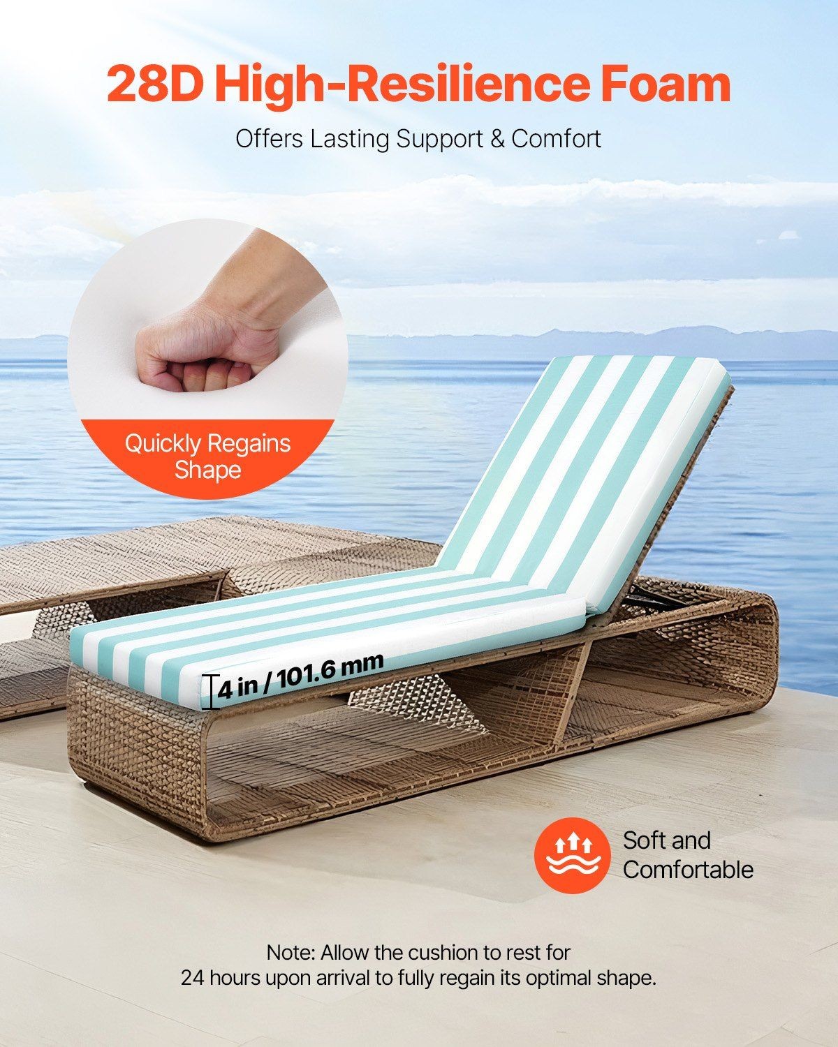 80x26x4in UV-Resistant Chaise Lounge Cushions Set of 2 Outdoor Use gallery