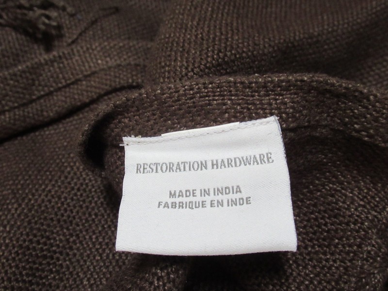 Restoration Hardware vintage Linen Throw 50x70" Fringed Charcoal dark brown $149 gallery