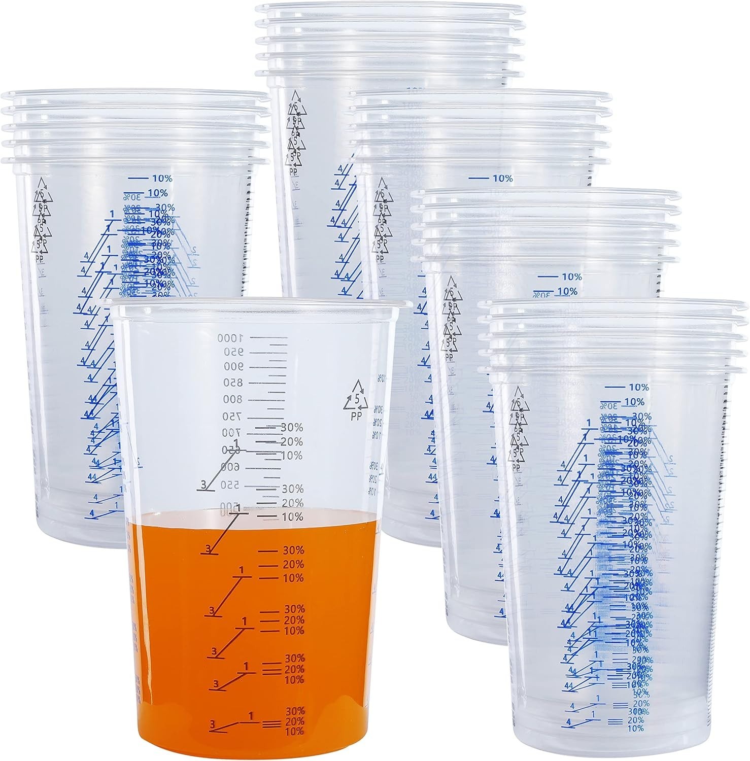 32oz.(1000ml) Disposable Flexible Clear Graduated Plastic Mixing Cups gallery