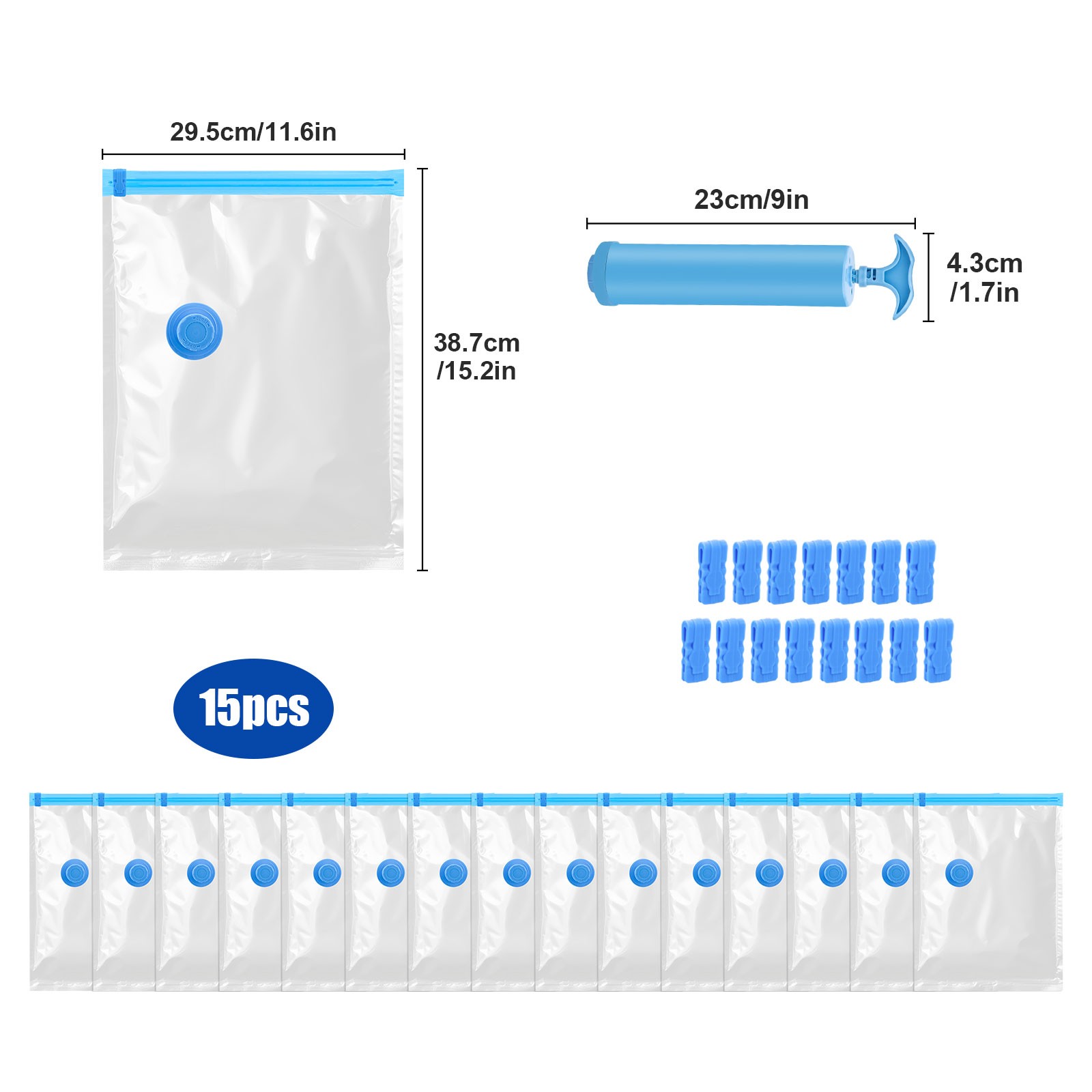 15x Small Vacuum Storage Bag w/ Hand Pump Space Saving Organizer for Home Travel gallery