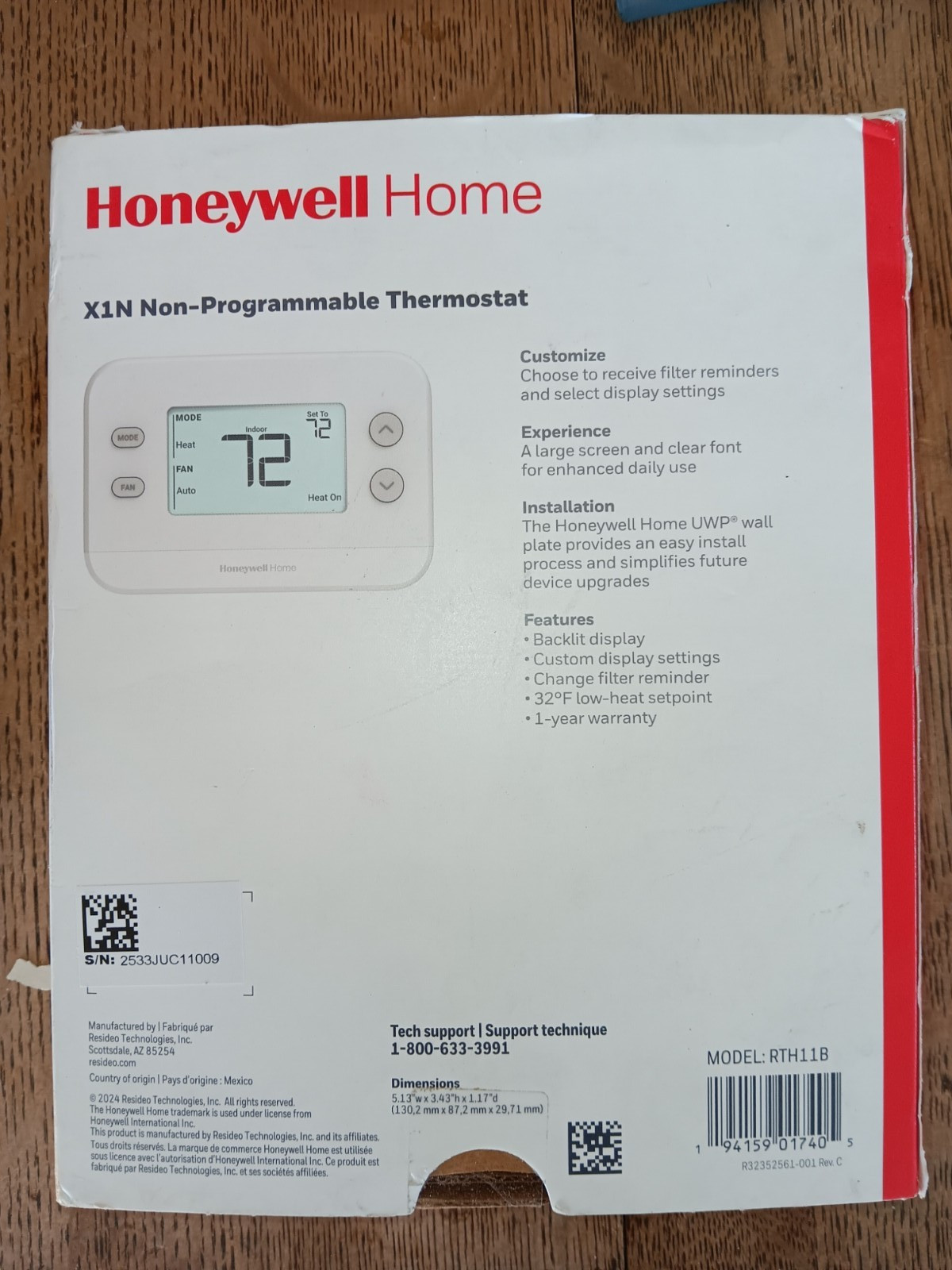 Honeywell Home X1N Non-Programmable Thermostat gallery