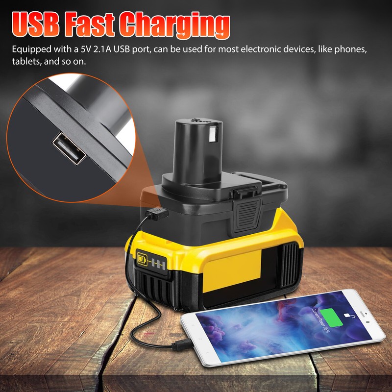 1/2Pcs USB Adapter Converter for Dewalt 18V/20V Battery to for Ryobi 18V Tool gallery