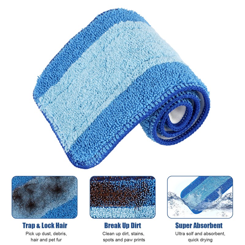 3 PCS Microfiber Replacement Mop Pads Hard Floor Cleaning For Bona Washable Set gallery