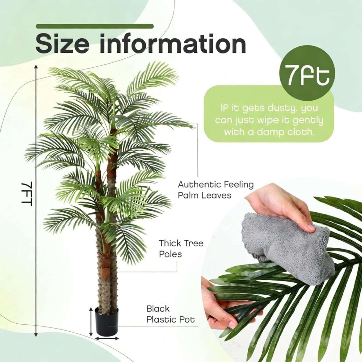 7 ft Artificial Palm Tree Outdoor Faux Tropical Triple Branches Yard Decor gallery