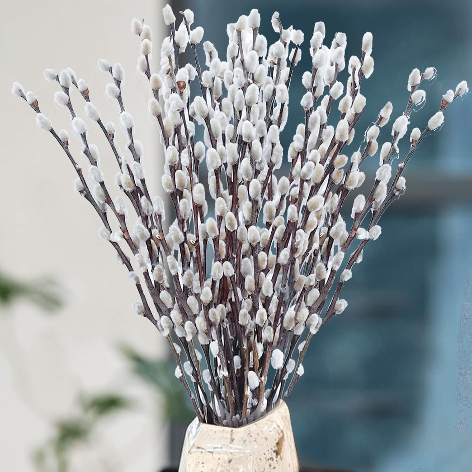 30 Stems Real Dried Pussywillow Preserved Greenery Branches for Vase- Natural Pu gallery