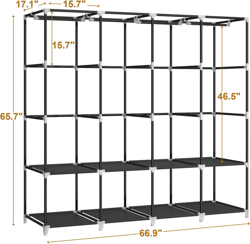 Portable Closet Wardrobe, 67-Inch Clothes Organizer with 4 Hanging Rods and 8 Sh gallery