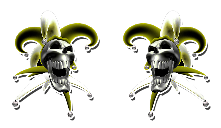 Clown Sticker Evil Jester Skull Green Red Yellow Purple Orange Blue 2 PACK OPEN gallery