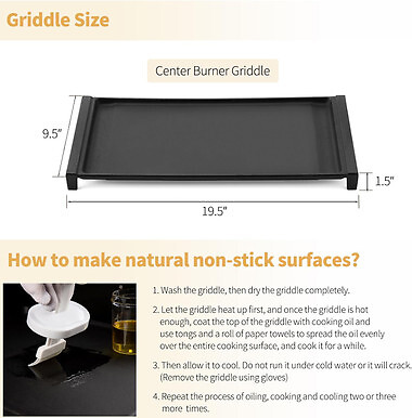 Griddle Compatible with GE Gas Stove Heavy Duty Cast Iron Center WB31X24738 gallery